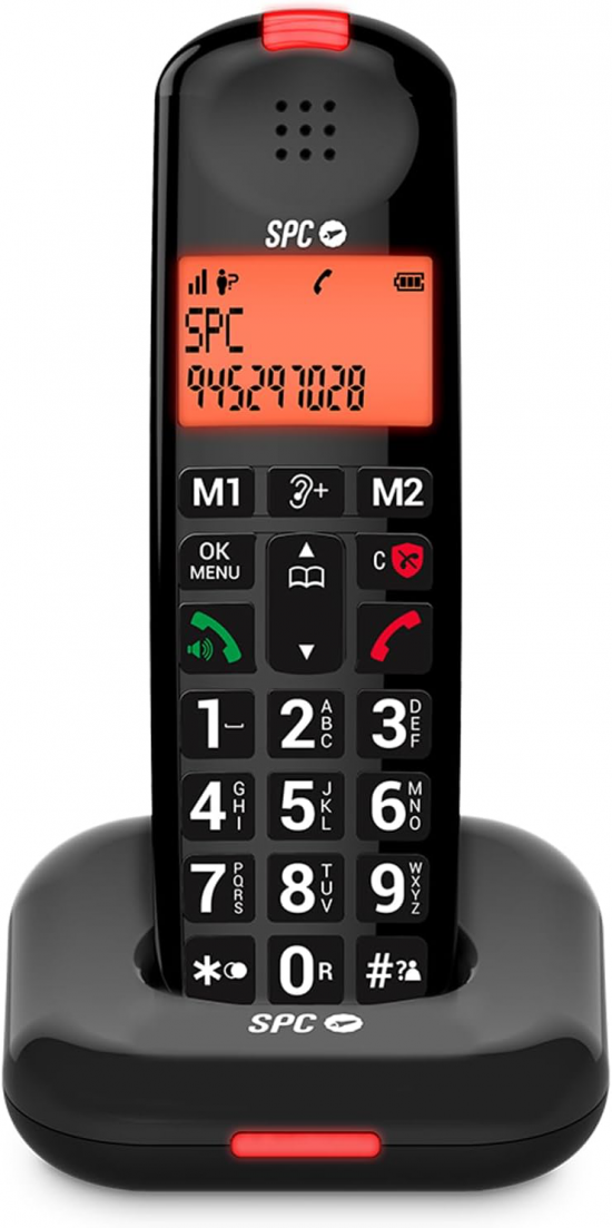 Teléfono inalámbrico Dect Spc 7612N COMFORT KAIRO, negro
